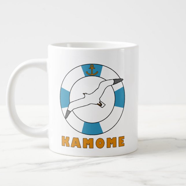 Seagull and Swim Ring Light Blue Giant Coffee Mug (Left)