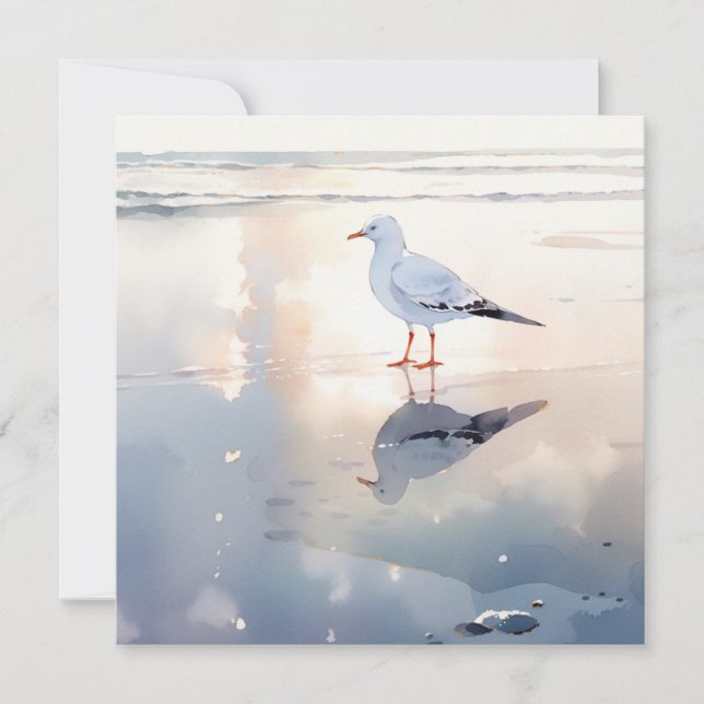 Seagull at Beach Holiday Card (Front)