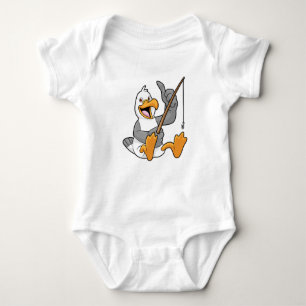 Seagull at Fishing with Fishing rod Baby Bodysuit