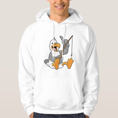 Seagull at Fishing with Fishing rod Hoodie