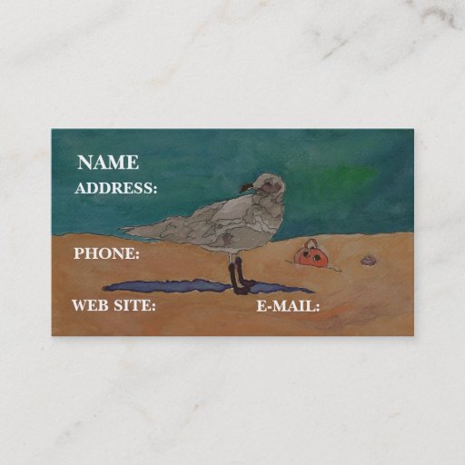 Customizable "Seagull At The Beach," - Business Card