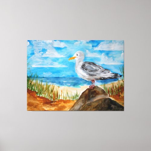 Seagull at the Beach Canvas Print