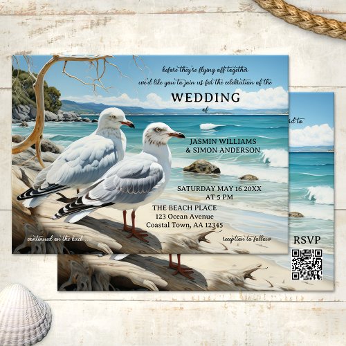 Seagull Beach Adventure All in One Wedding  Invitation