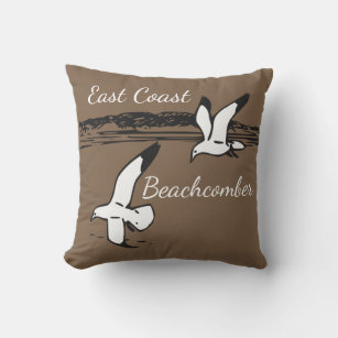 Seagull Beach East Coast Beachcomber outdoor Throw Pillow