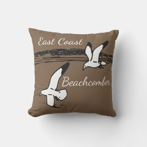 Seagull Beach East Coast Beachcomber outdoor Throw Pillow