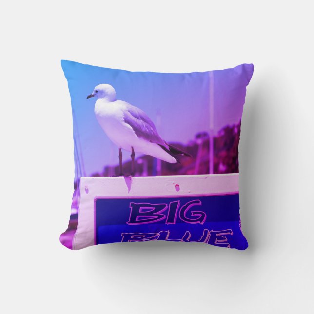Seagull Big Blue Harbor Purple Blue Cushion (Front)