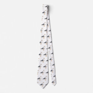 Seagull Bird Beach Ocean Coast White Watercolor Neck Tie