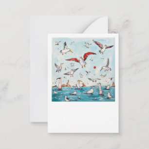 Seagull, bird, flying birds note card