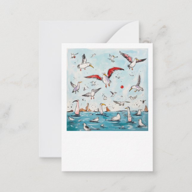 Seagull, bird, flying birds  note card (Front)