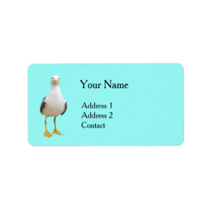Seagull Bird on Turquoise Label