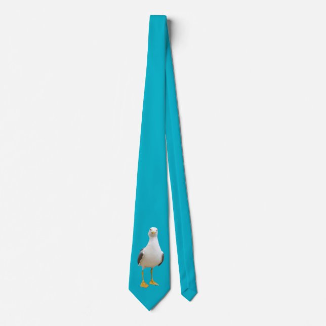 Seagull Bird on Turquoise Neck Tie (Front)