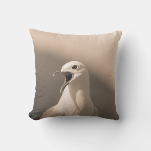 Seagull Bird Portrait Nature Photo Throw Pillow