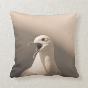 Seagull Bird Portrait Nature Photo Throw Pillow