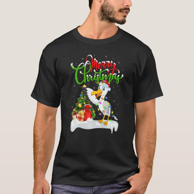 Seagull Bird  Xmas Decorations Santa Seagull Chris T-Shirt (Front)