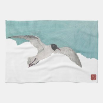 Seagull  Blue Sky  Cloud  Coastal Kitchen Towel by BlessHue at Zazzle