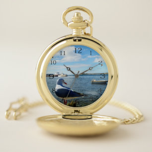 Seagull, Boats And The Ocean, Pocket Watch