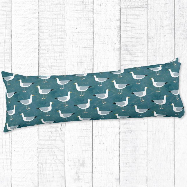 Seagull Body Pillow (Seagull nautical body pillow for your beach house)