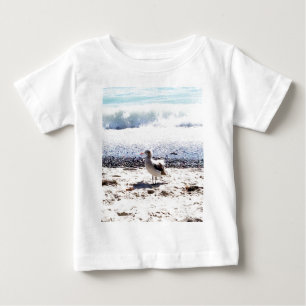 seagull by the ocean on the beach picture baby T-Shirt