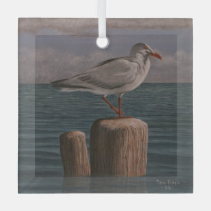 Seagull by Tom Rock Glass Ornament