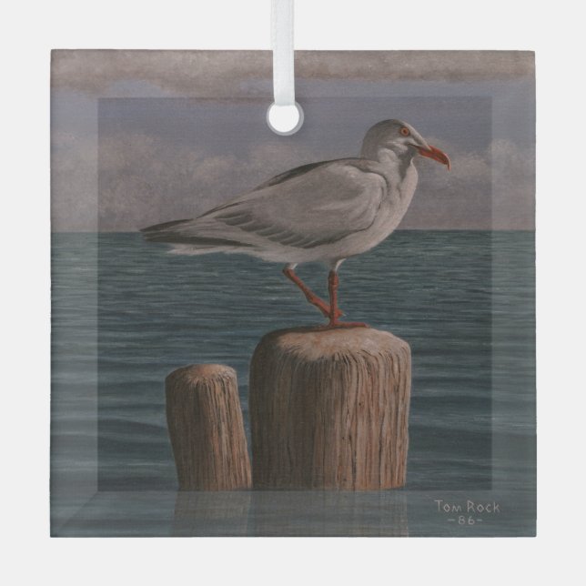 Seagull by Tom Rock Glass Ornament (Front)