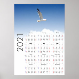 Seagull Calendar 2021 Poster - Sunday first