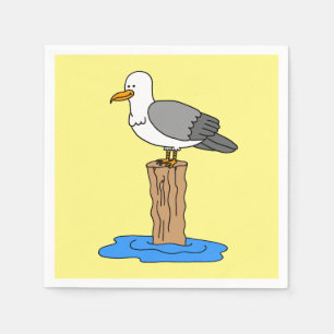Seagull Cartoon Summer Beach Napkins
