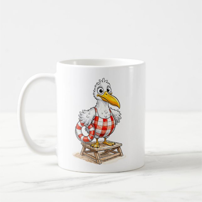 Seagull Comic Lifeguard Bird Coffee Mug (Left)