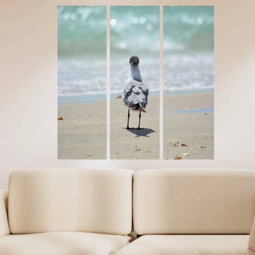 Seagull Contemplating Oceanview Zen Photographic Triptych