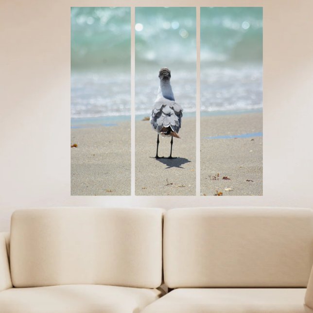 Seagull Contemplating Oceanview Zen Photographic Triptych (Creator Uploaded)