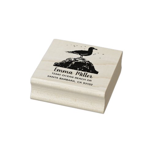 Seagull Custom Name Return Address Wood Art Rubber Stamp