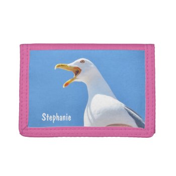 Seagull Cute Personalized Girly Name Trifold Wallet by stdjura at Zazzle