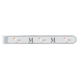 Seagull Design Monogrammed Silver Finish Tie Bar