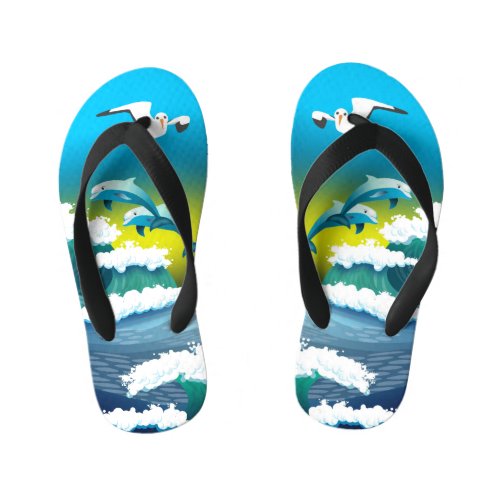 Seagull Dolphins Beach Flip Flops