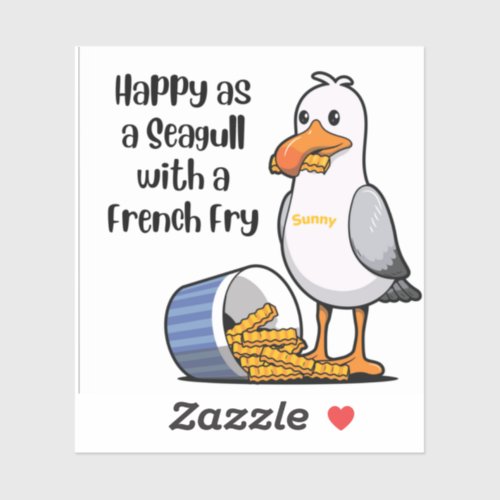 Seagull eating French Fries sticker Wildwood Sticker