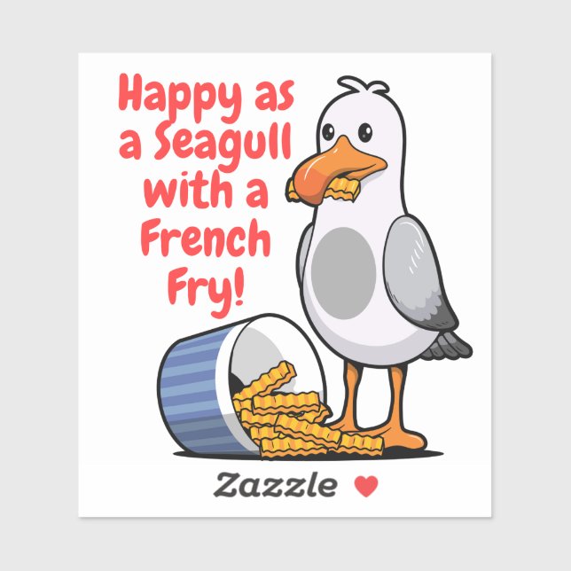 Seagull eating French Fry sticker, Wildwood Sticker (Sheet)