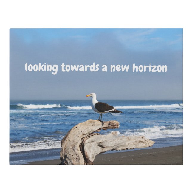 Seagull facing the sea faux canvas print (Front)