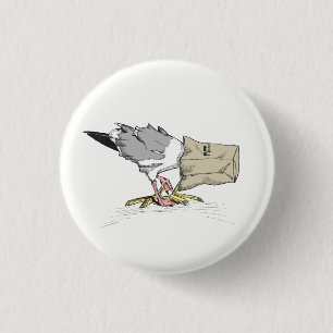 Seagull Fail Button   Funny Bird Illustration