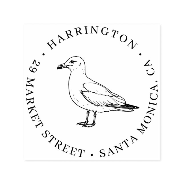 Seagull Family Return Address – Coastal Elegance Self-inking Stamp (Design)