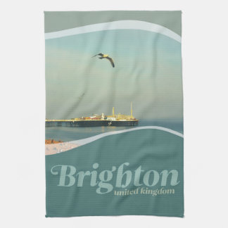 Seagull Flyin at Brighton Pier Kitchen Tea towel