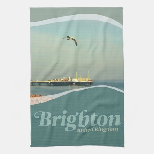 Seagull Flyin at Brighton Pier Kitchen Tea towel