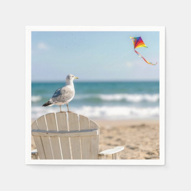 Seagull Flying a Kite Napkins (Front)