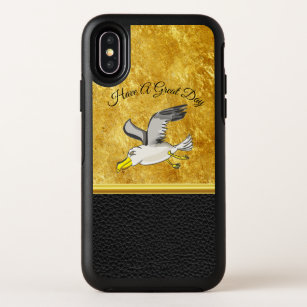 Seagull flying over head with a gold foil design OtterBox symmetry iPhone x case