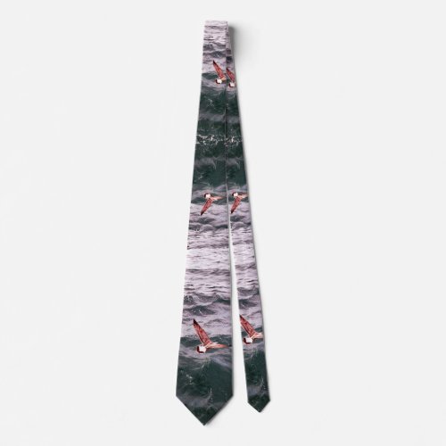 SEAGULL FLYING OVER THE SEA WAVES  NECK TIE