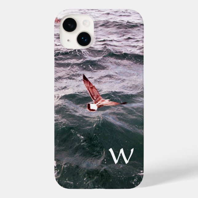SEAGULL FLYING OVER THE WAVES MONOGRAM Case-Mate iPhone CASE (Back)