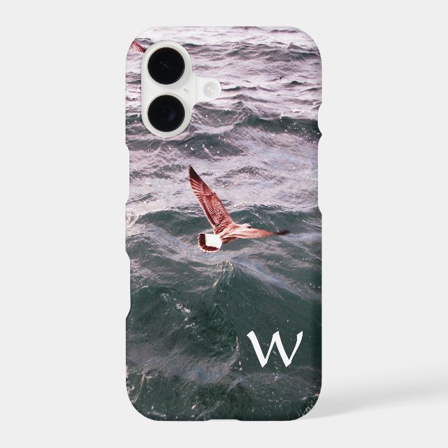 SEAGULL FLYING OVER THE WAVES MONOGRAM Case-Mate iPhone CASE (Back)