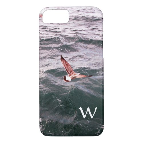 SEAGULL FLYING OVER THE WAVES MONOGRAM iPhone 87 CASE