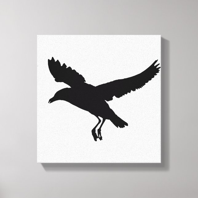 Seagull Flying Silhouette Drawing Canvas Print (Front)