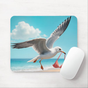 Seagull Flying With a Bikini Top Mouse Pad