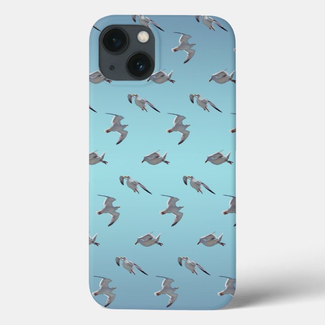 Seagull Frenzy iPad Case (Sky Blue Mix) (Back)
