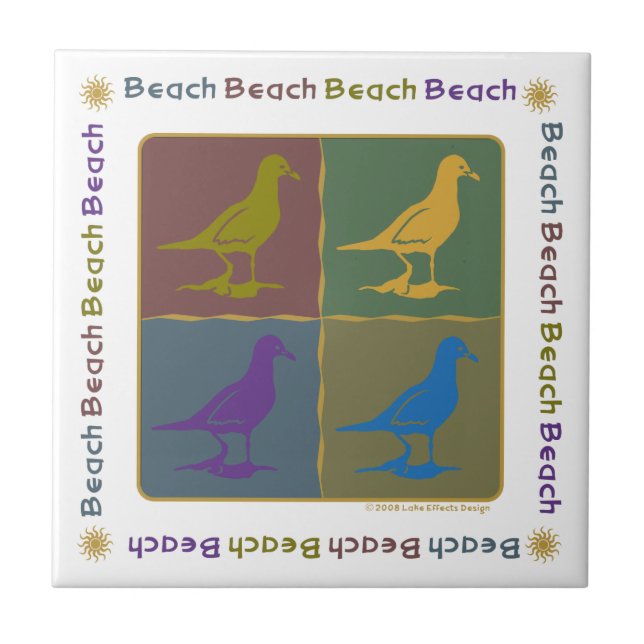 Seagull Graphic Pop Art Style Ceramic Tile (Front)